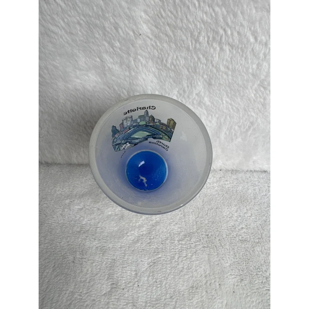 Vintage Shot Glass Blue Good Charlotte North Carolina